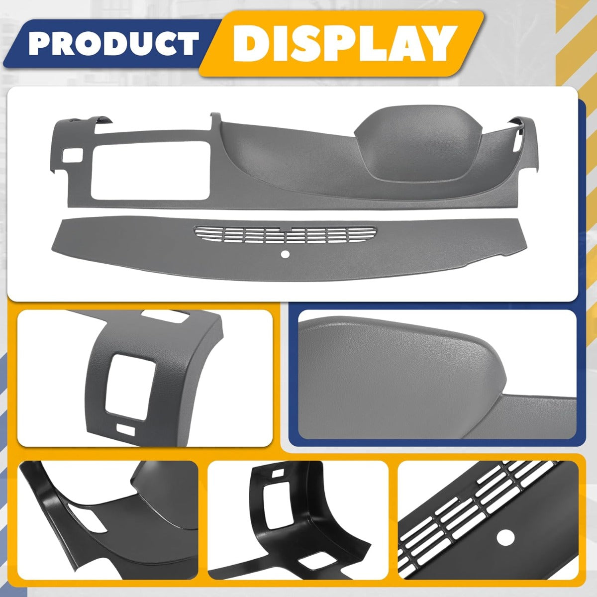 Dashboard Cover Compatible with 2007-2013 Chevrolet Silverado GMC Sierra Does Not Fit LTZ/Denali/SLT Models Fits Dual Glovebox Style Dashes Only Plastic(ABS) Painted+Textured Gray