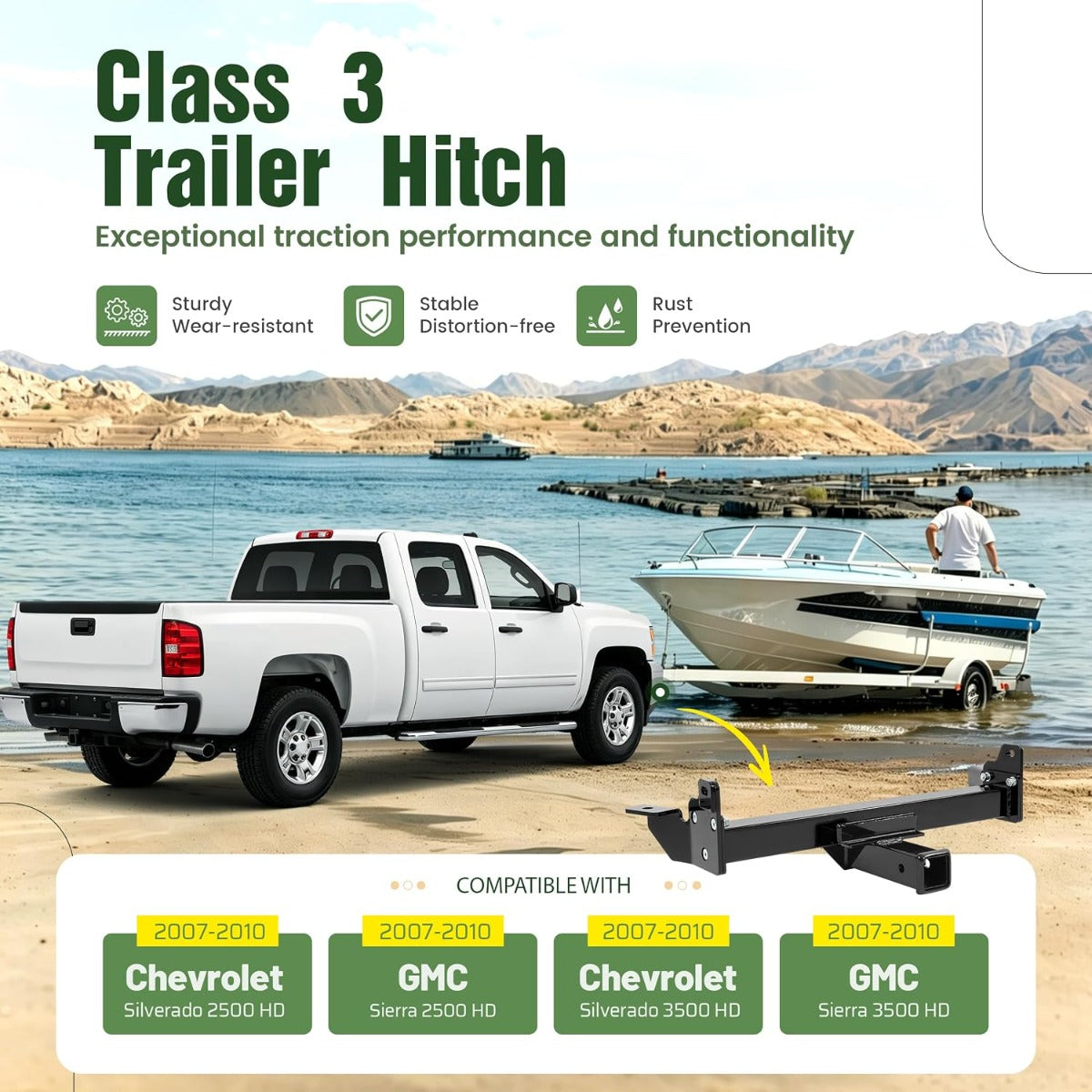 ALMULOO Mount Trailer Hitch 2-Inch Receiver Compatible with 07-10 Chevrolet