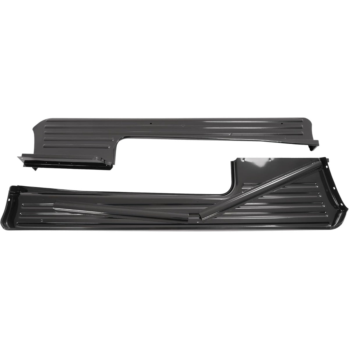 Running Board Pair Compatible with 1953-1956 Ford F100 2-Door Pickup Truck Short Bed Step Board Powder Coated Black Steel Left+Right