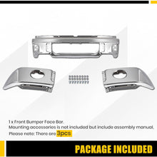 Front Bumper Face Bar Compatible with 2009-2014 Ford F150 F-150 w/Fog Light Holes Replacement for FO1002411 9L3Z17757B Chrome Steel Silvery 3Pcs