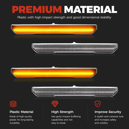 HECASA Side Marker Light Compatible with 2020-2024 GMC Sierra 2500HD 3500HD | Replacement for 84185031 84806032 GM2550207 Front Rear Side Marker Lights Lamps Smoke Lens Amber LED Plastic
