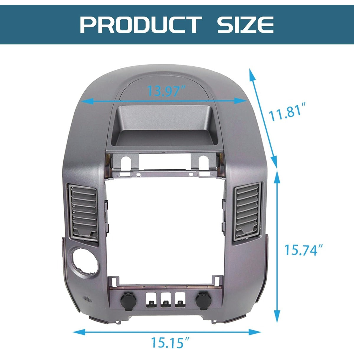 Center Dash Audio A/C Instrument Panel Bezel Cover Lid Compatible with Nissan 2004-2006 Titan XE SE Armada SE Replacement for 682578S800 Dashboard Finisher Bezel - Gray WITHOUT Center Speaker