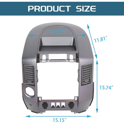 Center Dash Audio A/C Instrument Panel Bezel Cover Lid Compatible with Nissan 2004-2006 Titan XE SE Armada SE Replacement for 682578S800 Dashboard Finisher Bezel - Gray WITHOUT Center Speaker