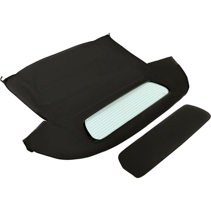 Convertible Soft Top for 2005-2013 Chevy Chevrolet Corvette C6, Sailcloth Vinyl Soft Roof Replacement, Black Color with Clear Heated Glass Window