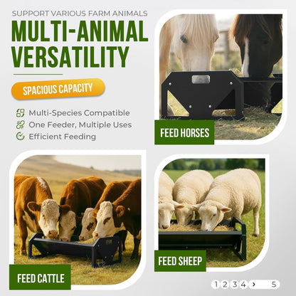ECOTRIC 22 Gallon Livestock Feeder, 45" Length for 10Sheeps Once, Feeder