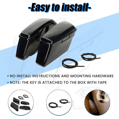 Pained Black Hard Saddlebags Saddle Bags   for 2014-2024 Harley Davidson Touring Models Street Road Glide Road King(W/O Hardware)