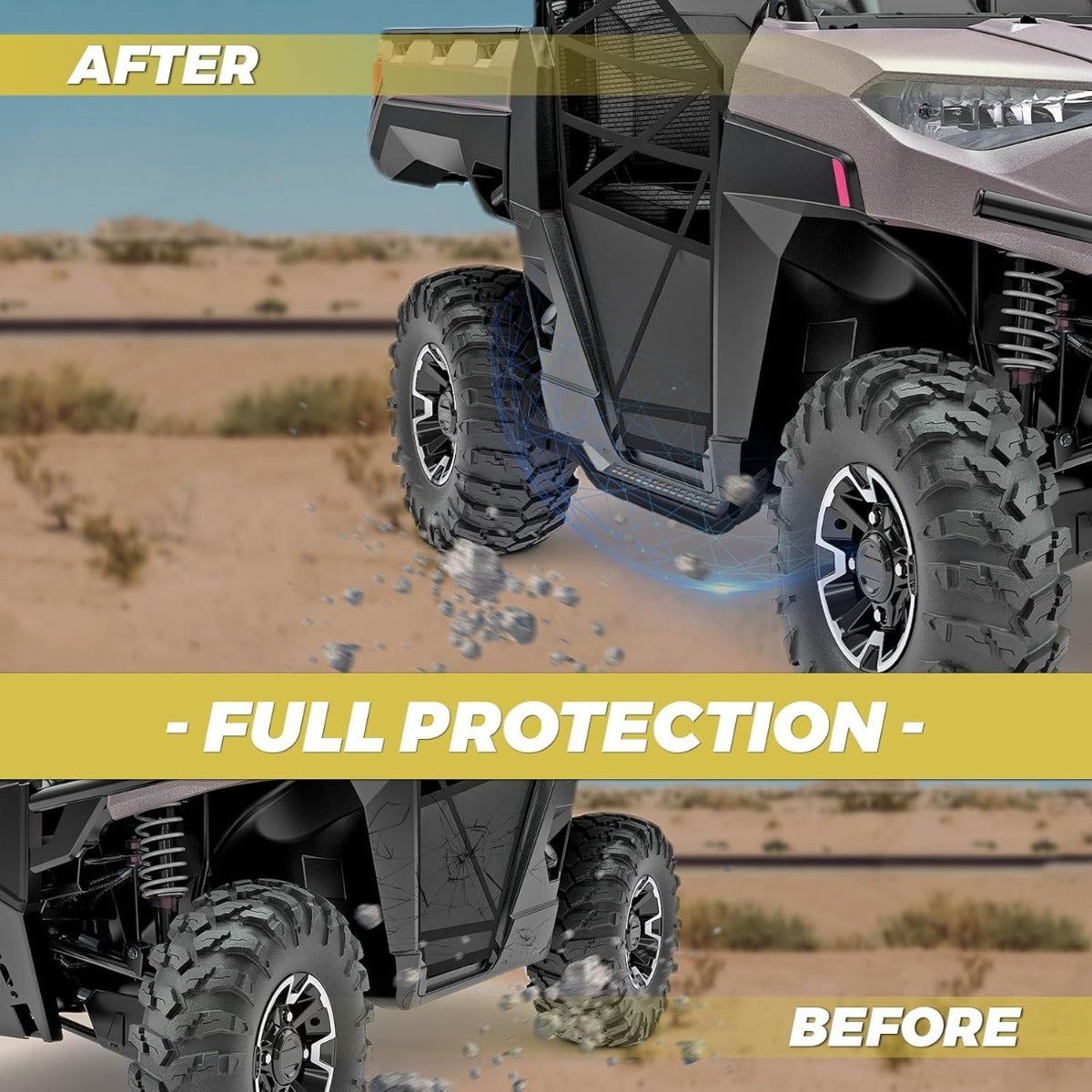 Kojem Rock Guards Sliders Side Steps Compatible with 2018-2025 Polaris Ranger 1000/ XP 1000, 2018-2023 Polaris Ranger XP, 2019-2022 PRO XD Nerf Bars W/Boot Scraper 2882530