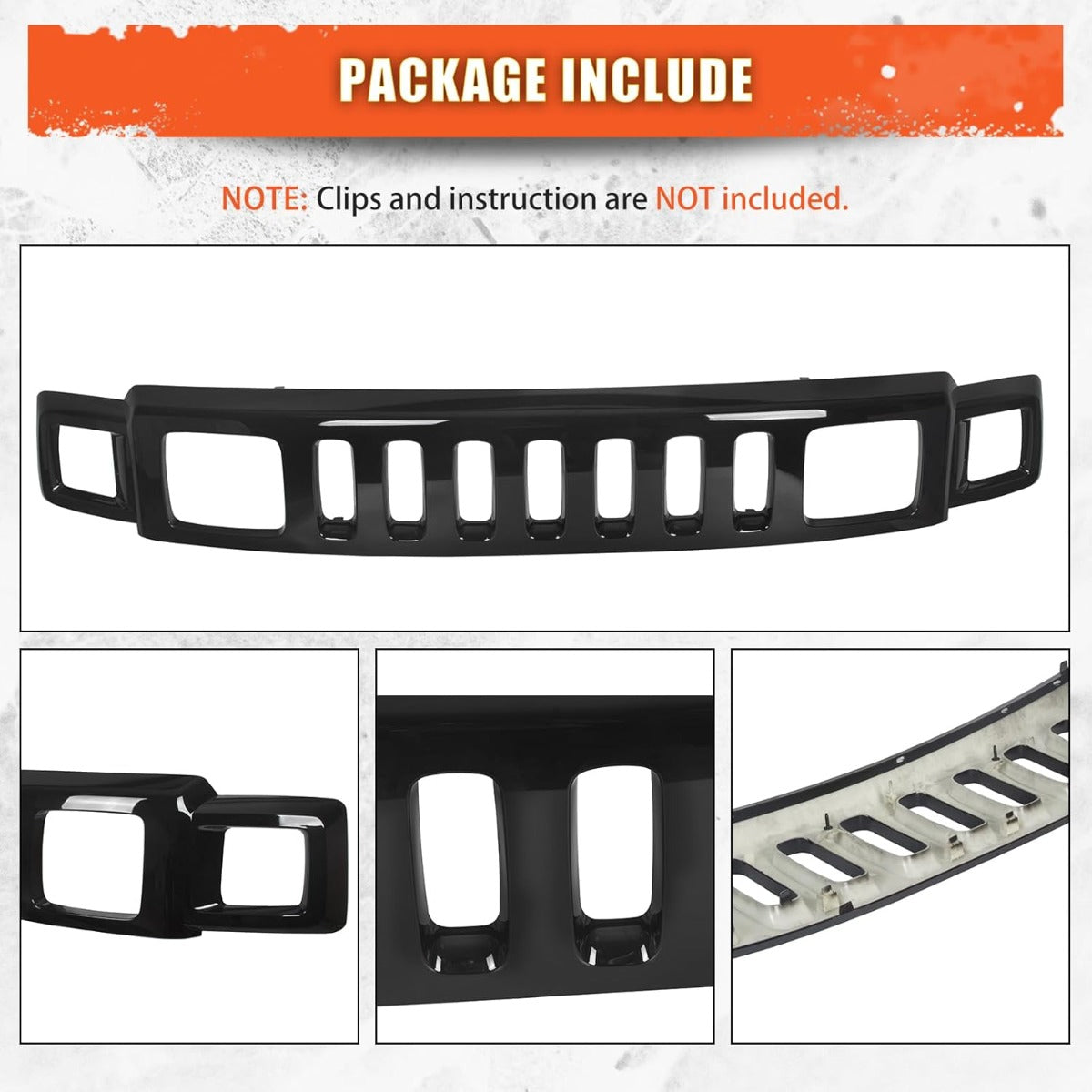 Front Grill Compatible with 2006-2010 Hummer H3 15834195 HU1200100 Front Bumper Hood Grille Face Bar Shell Insert Assembly Gloss Black