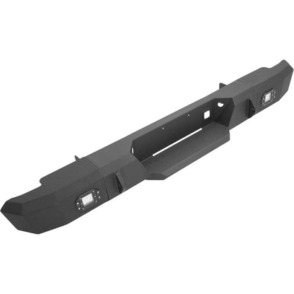 ALMULOO Rear Bumper Compatible with 1999-2007 Chevy/Chevrolet Silverado GMC Sierra 2500 3500 HD W/LED Lights Steel Powder Coated Black