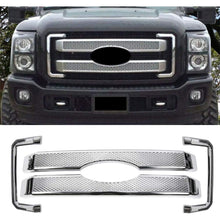Mesh Grille Cover Compatible With 2011-2016 Ford F250 F350 Super Duty Chrome Bumper Grill Hood Overlay 4PCS Cover Only- NOT a Grille Replacement