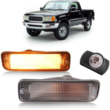 HECASA Pair Front Bumper Turn Signal Light Compatible with 95-97 Toyota Tacoma 4WD/98-00 Toyota Tacoma DLX RWD Replacement for TO2531122 TO2530122 Turn Signal Lamp Driver & Passenger Side Clear Lens
