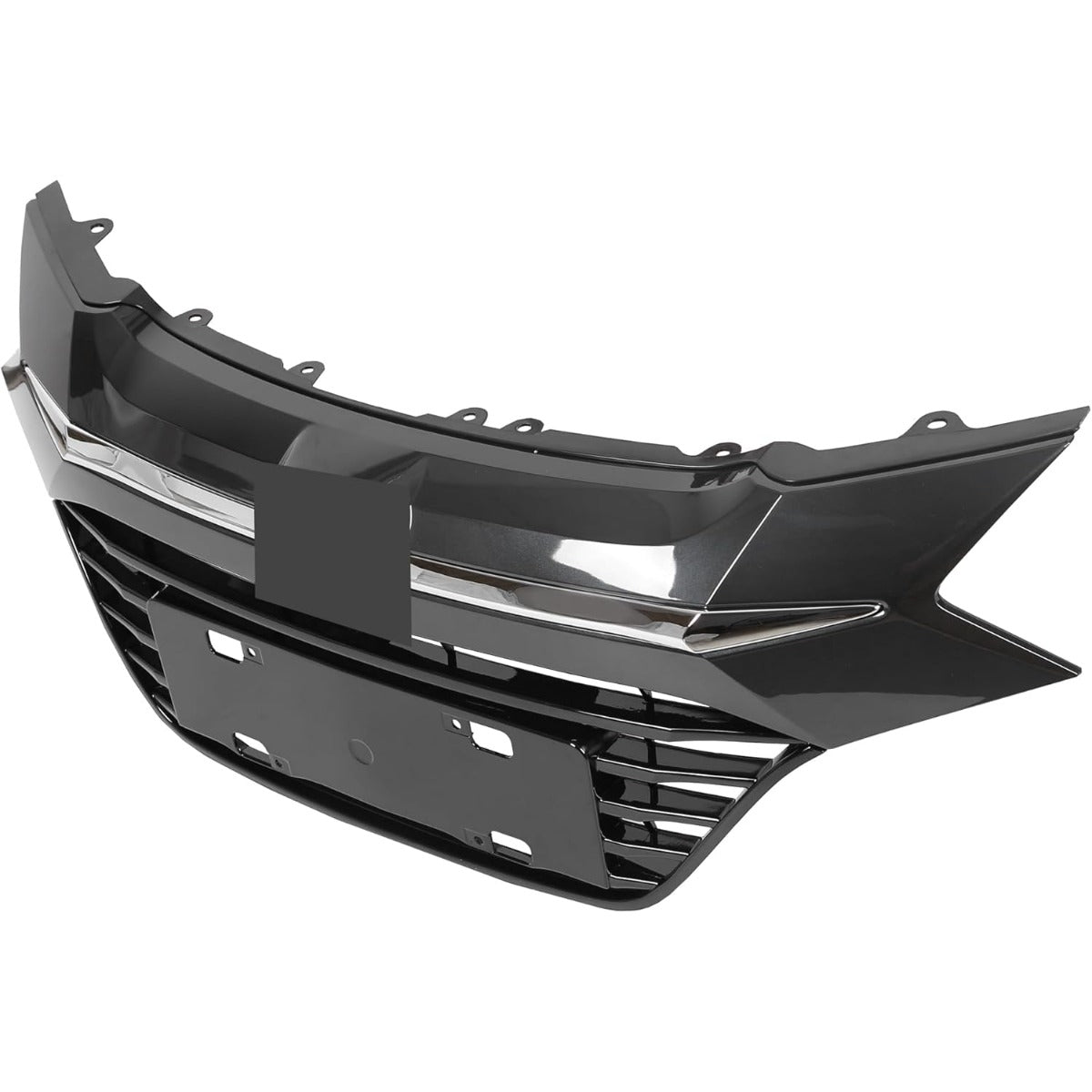 Front Upper Bumper Grille Compatible With 2016 2017 2018 Honda HRV HR-V Grill Assembly Chrome Glossy Black Replacement for 71121-T7W-A00