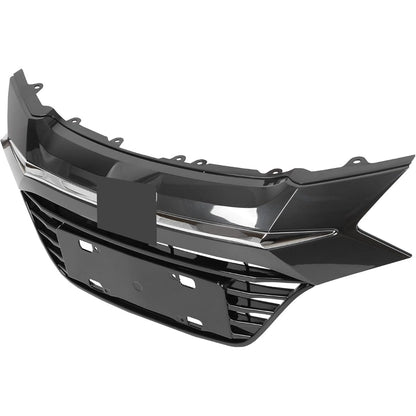 Front Upper Bumper Grille Compatible With 2016 2017 2018 Honda HRV HR-V Grill Assembly Chrome Glossy Black Replacement for 71121-T7W-A00