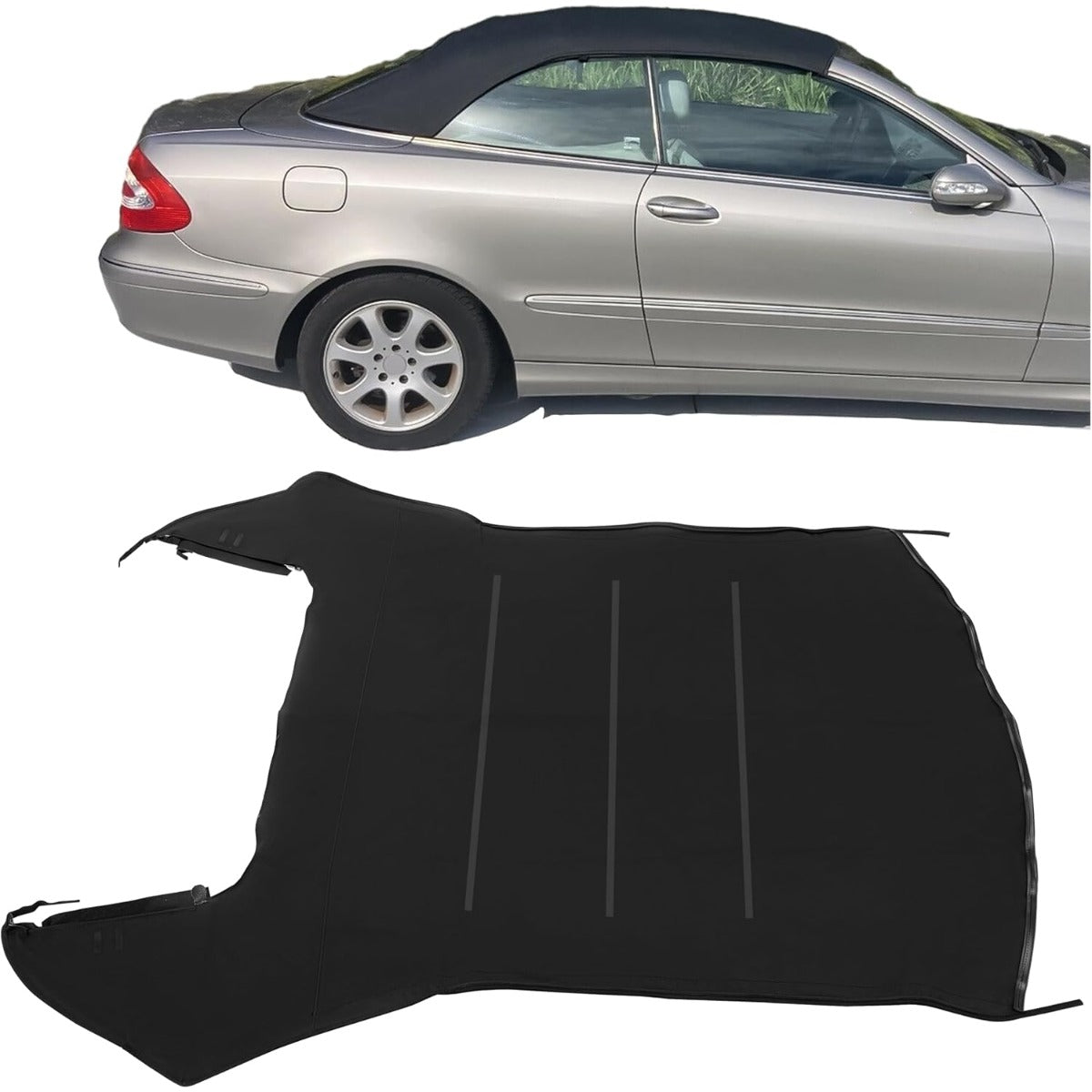 HECASA Convertible Soft Top Compatible with 2004-2009 Mercedes-Benz CLK320/ CLK350 /CLK500 /CLK55 AMG /CLK550 Black