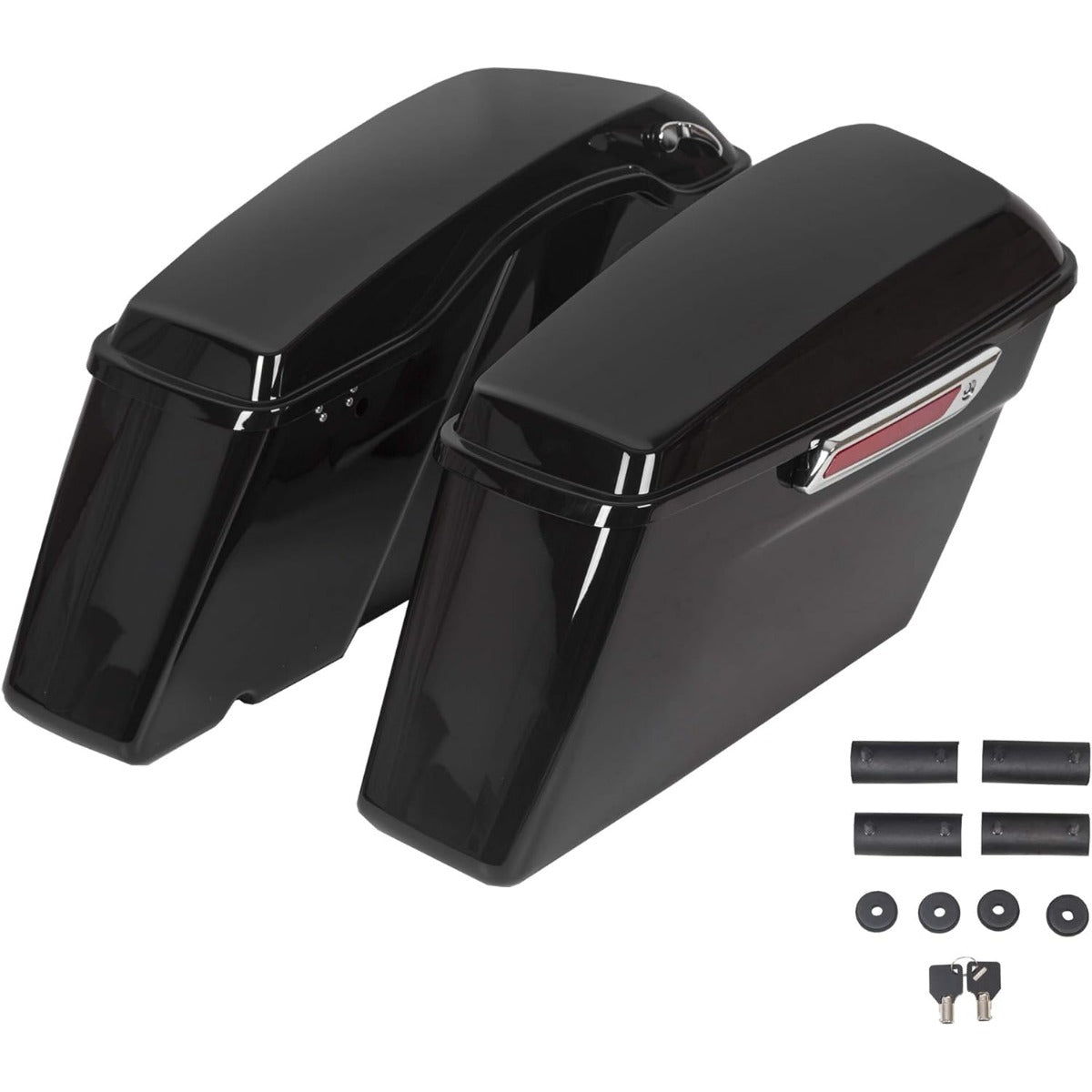 Saddle Bags Trunk W/Lid & Latch Key with Black Bracket Compatible with 1984-2017 Harley Davidson Softail Models Saddlebag Conversion Bracket Kit Support Mounts 2 Packages LTS+LYHD-08-B