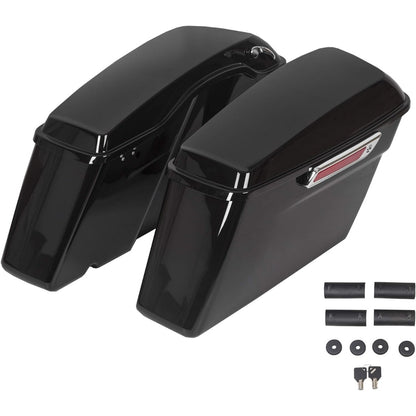 Saddle Bags Trunk W/Lid & Latch Key with Black Bracket Compatible with 1984-2017 Harley Davidson Softail Models Saddlebag Conversion Bracket Kit Support Mounts 2 Packages LTS+LYHD-08-B