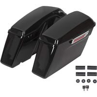 Load image into Gallery viewer, KUAFU Saddle Bags Trunk W/Lid &amp; Latch Key with Black Bracket Compatible with 1984-2017 Harley Davidson Softail Models Saddlebag Conversion Bracket Kit Support Mounts 2 Packages LTS+LYHD-08-B

