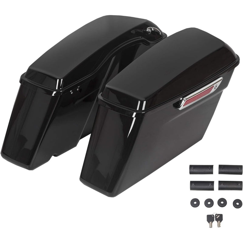 KUAFU Saddle Bags Trunk W/Lid & Latch Key with Black Bracket Compatible with 1984-2017 Harley Davidson Softail Models Saddlebag Conversion Bracket Kit Support Mounts 2 Packages LTS+LYHD-08-B