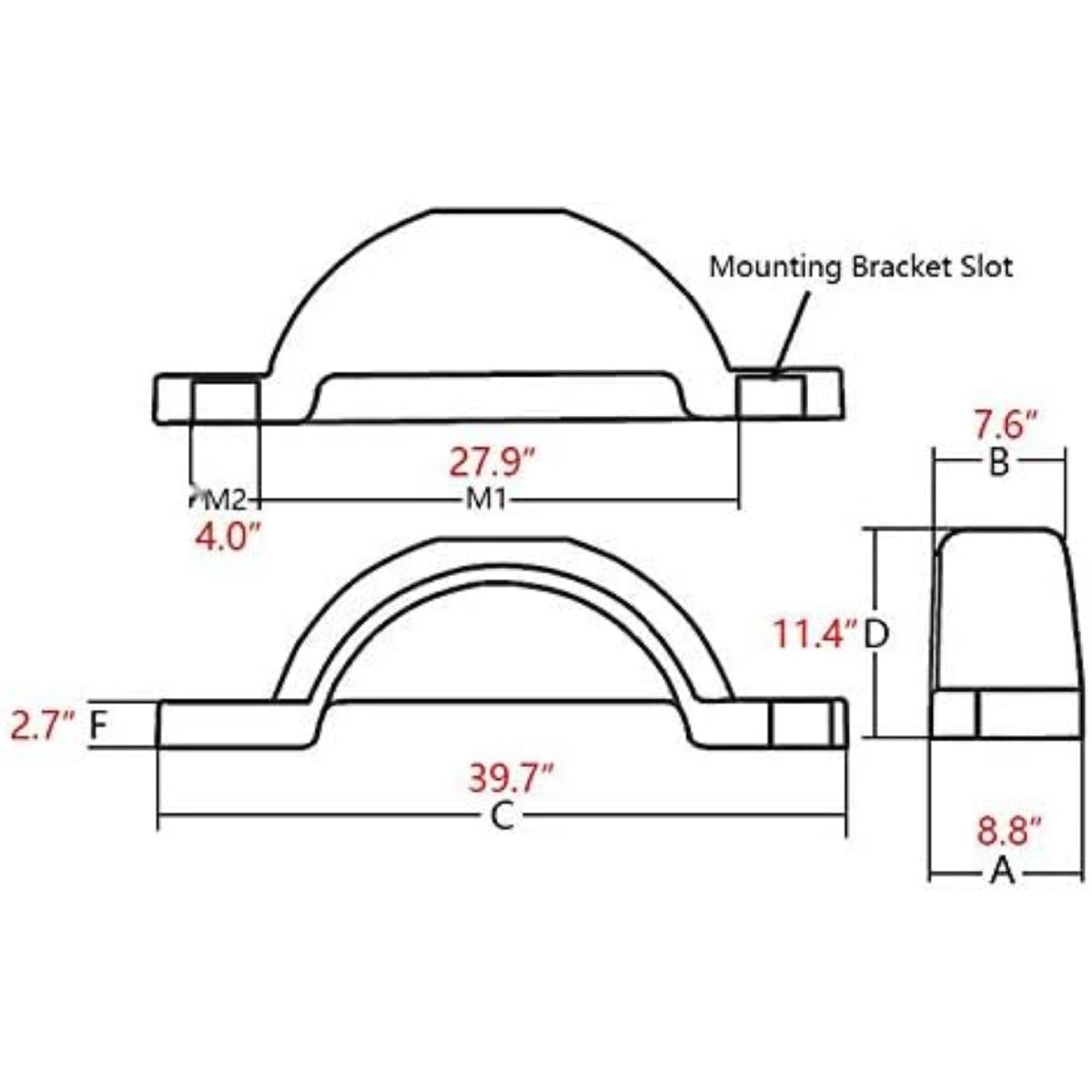 ?Set of 2 Single Axle Trailer Fenders 13 Inches Wheels Tire Skirt Boat (Gray) LYAP-274S-3