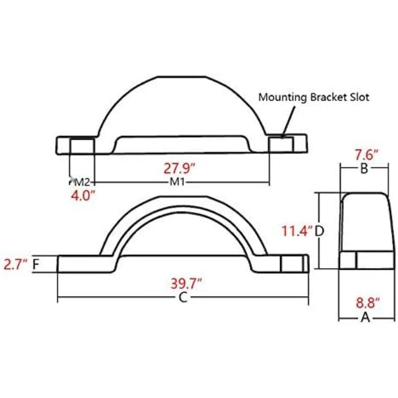 ‎Set of 2 Single Axle Trailer Fenders 13" Wheels Tire Skirt Boat (Gray) LYAP-274S-3