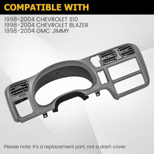Dash Trim Bezel Compatible with 1998-2004 Chevy Chevrolet S10 Blazer GMC Jimmy Paint ABS Plastic Light Gray Single Din Only