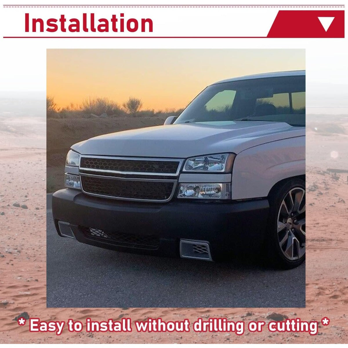 Bumper Caliper Air Duct Set Compatible with 2003-2007 Chevy Silverado 1500 Silver Front Right & Left Air Duct Cover