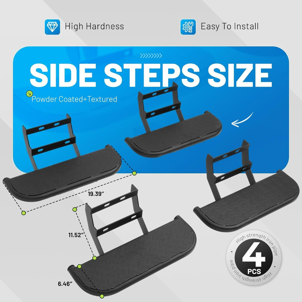 Side Steps Compatible with 2015-2023 Ford F-150 F150 SuperCrew Cab Pickup 4 Doors, High-Strength Running Boards, Steel Step Bars, Powder-Coated 4-Piece Set