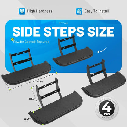 Side Steps Compatible with 2015-2023 Ford F-150 F150 SuperCrew Cab Pickup 4 Doors, High-Strength Running Boards, Steel Step Bars, Powder-Coated 4-Piece Set