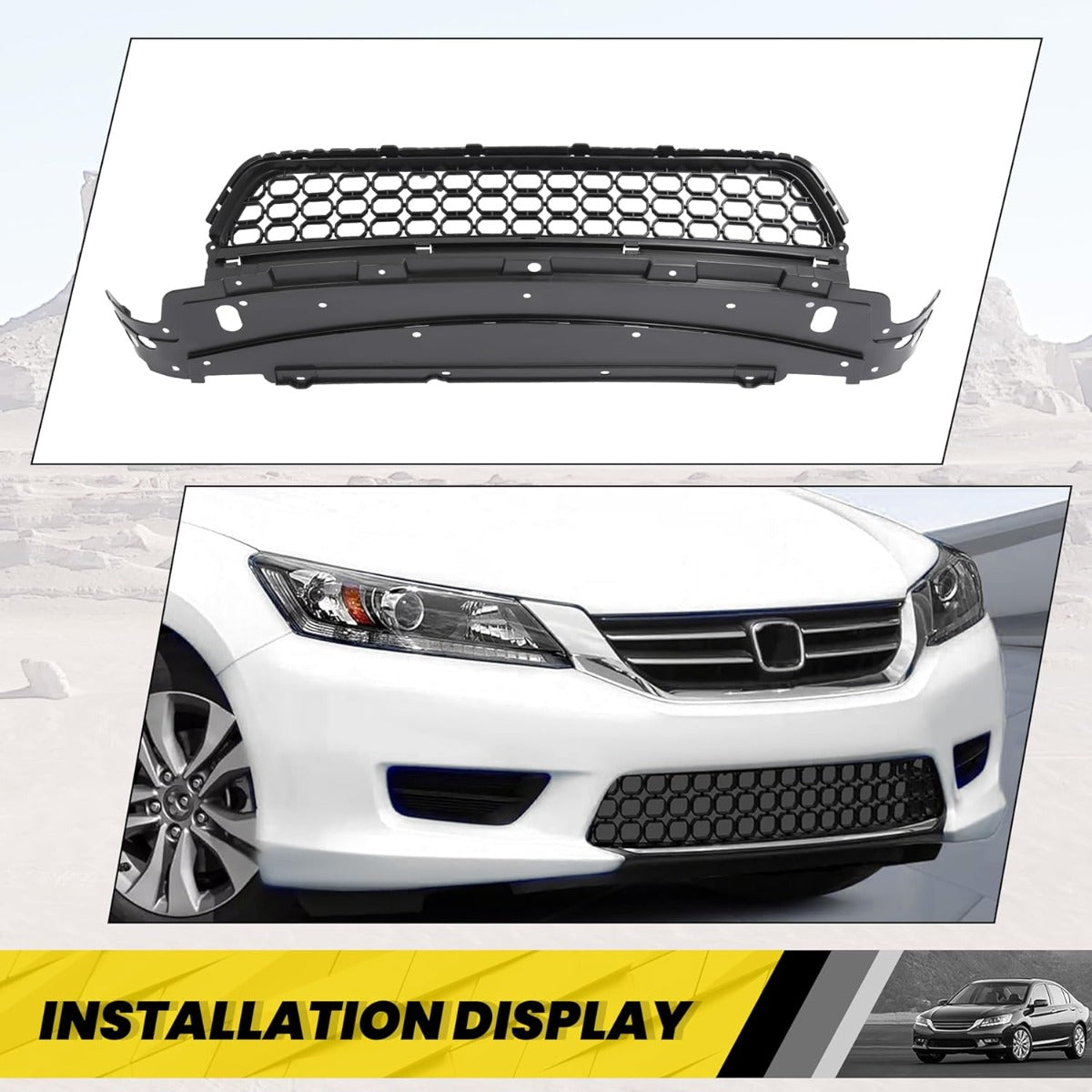 Front Lower Grille Compatible with 2013-2015 Honda Accord 71103T2AA00 HO1036114 Bumper Radiator Hood Grill Assembly Black