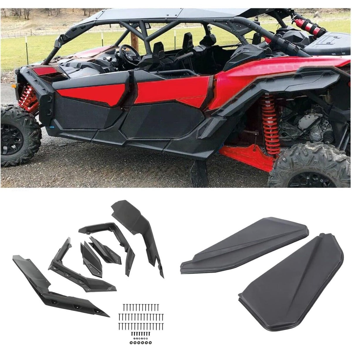 Kojem Fender Flares + Lower Half Door Panels Compatible with 2017-2023 Can Am Maverick X3 Max RR 1000 Max Turbo Complete Replacement for 715002973 715002903 (2 Packages)