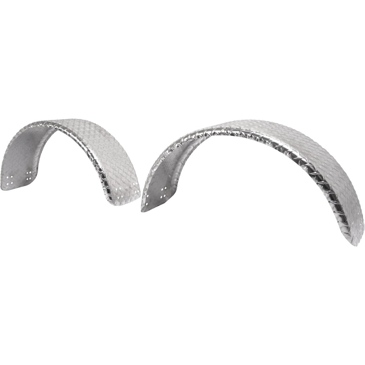 Diamond Plate Round Single Axle Trailer Fender Universal Fits Most 13"-15" Tires Aluminium Silvery 2PCS 31.48" L x 9.11" W x 15.24" H