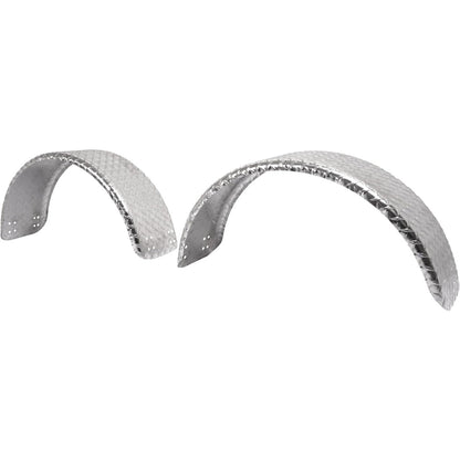 Diamond Plate Round Single Axle Trailer Fender Universal Fits Most 13"-15" Tires Aluminium Silvery 2PCS 31.48" L x 9.11" W x 15.24" H
