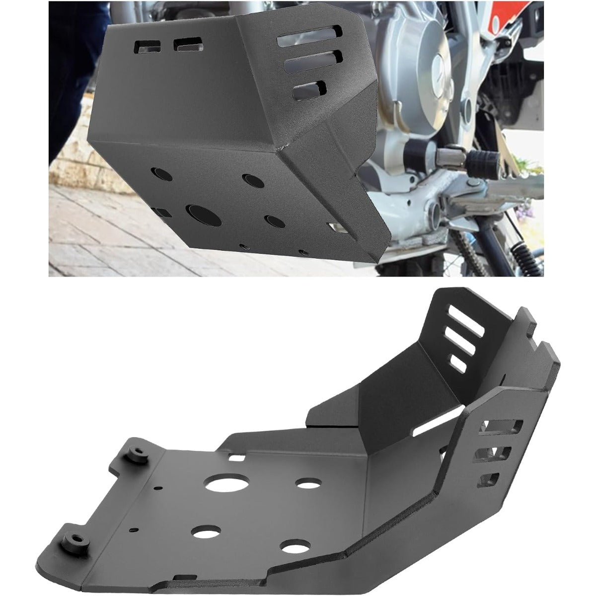 Black Motorcycle Skid Plate Compatible with 2021-2024 Honda CRF300L CRF 300L Engine Bash Bottom Guard Aluminum Protector 2022 2023