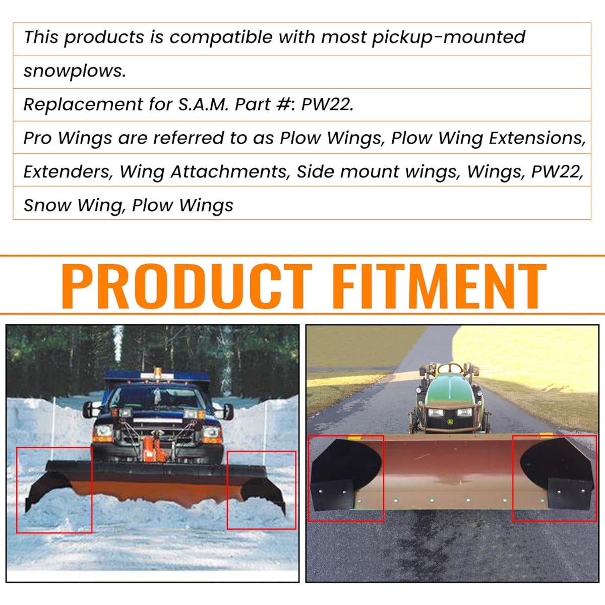 ECOTRIC Snow Plow Pro-Wing Blade Extenders Compatible with Western Boss