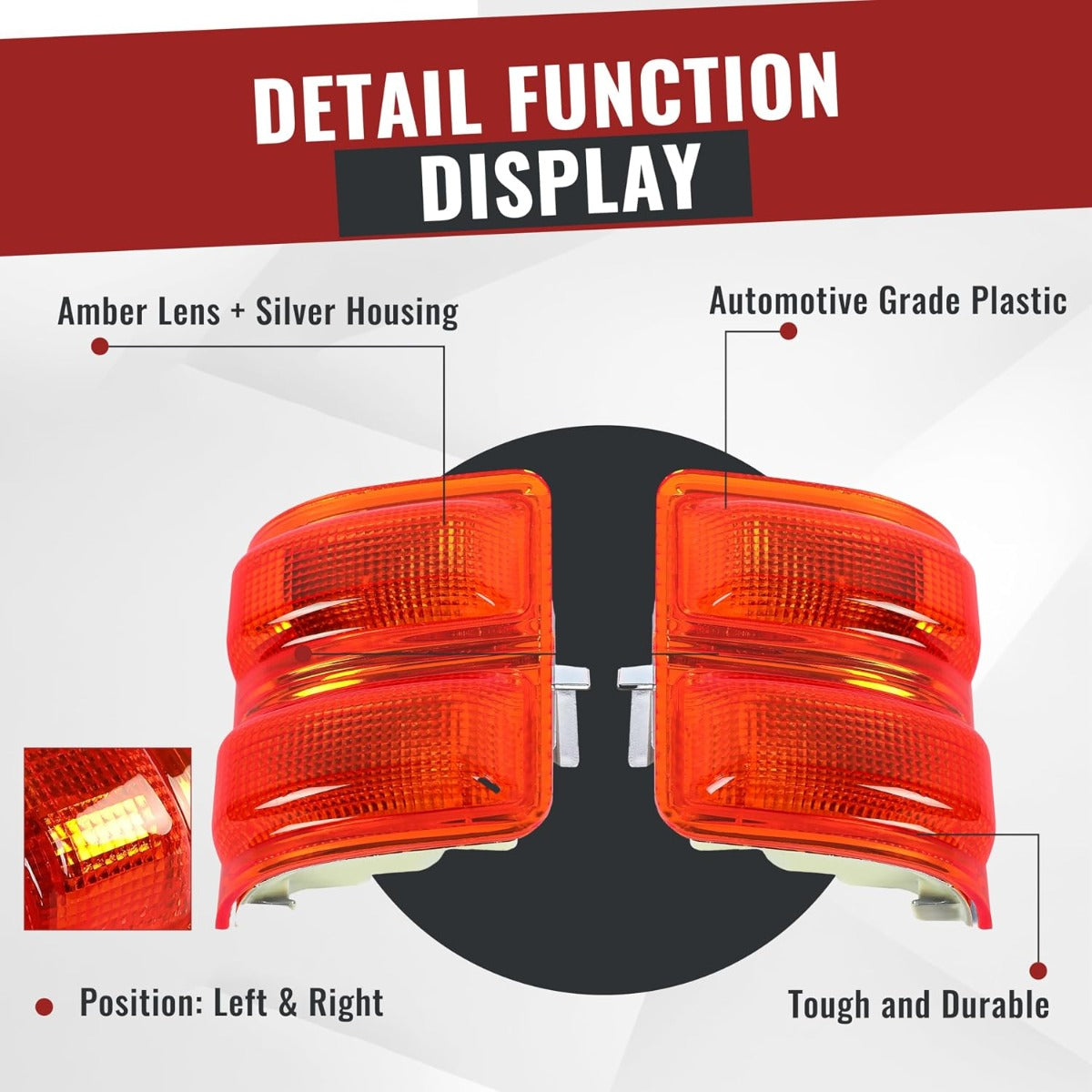 HECASA Side Mirror Marker Lights Compatible with 2008-2016 Ford F250 F350 F450 F550 Super Duty Turn Signal Light Lamp Amber Lens Pair