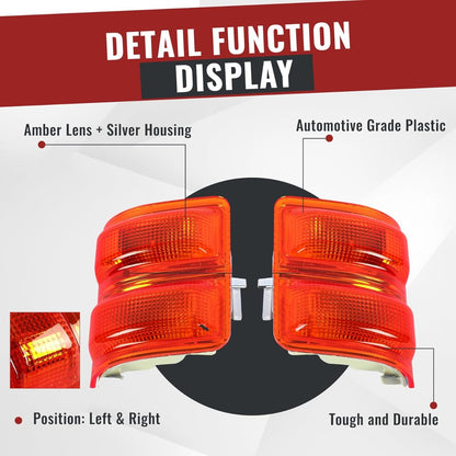 HECASA Side Mirror Marker Lights Compatible with 2008-2016 Ford F250 F350 F450 F550 Super Duty Turn Signal Light Lamp Amber Lens Pair