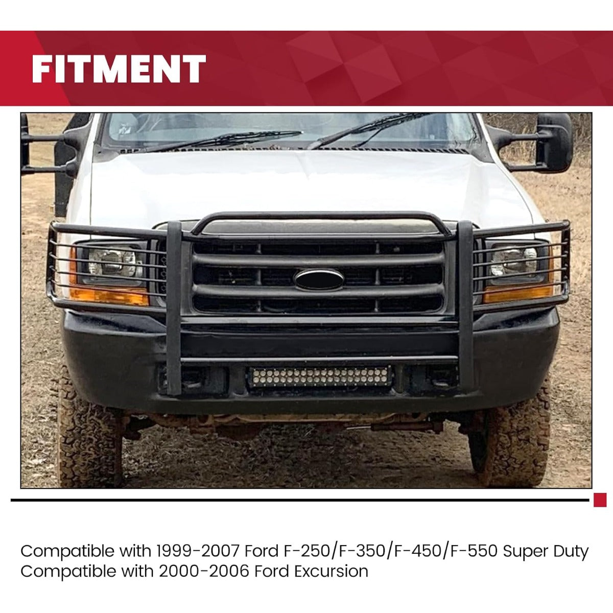 HECASA Brush Guard Compatible with 1999-2007 Ford F250 F350 F450 F550