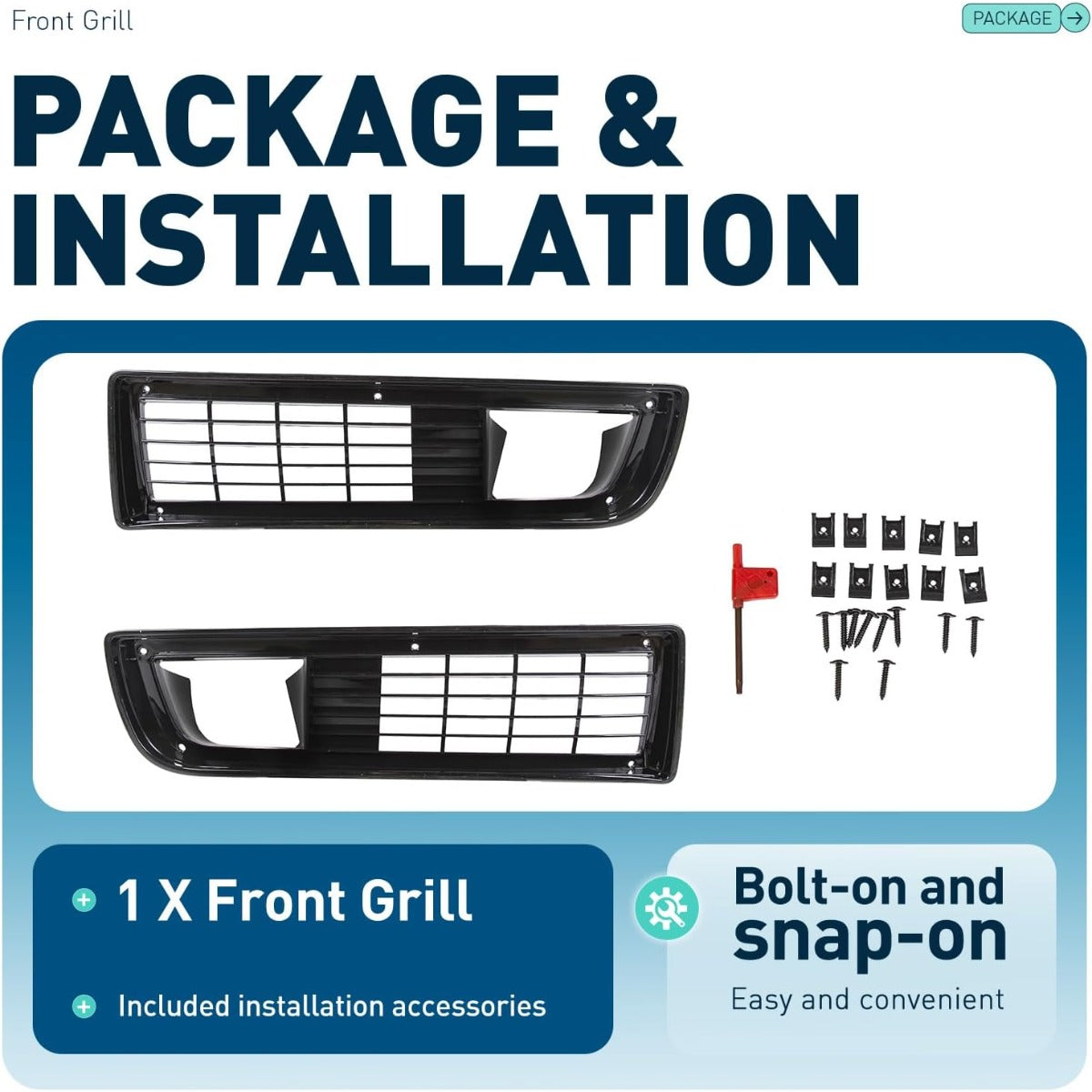 ALMULOO Grill 2Pcs Compatible with 1979-1981 Pontiac Firebird Trans Am Plastic(PP) Front Bumper Grille Black Replacement for 10010503 10010504