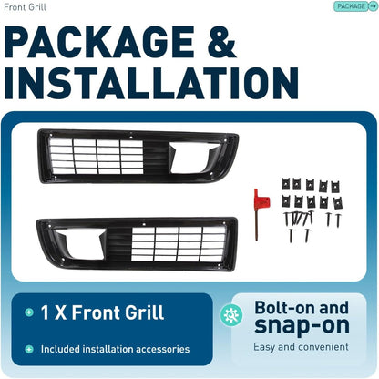 ALMULOO Grill 2Pcs Compatible with 1979-1981 Pontiac Firebird Trans Am Plastic(PP) Front Bumper Grille Black Replacement for 10010503 10010504