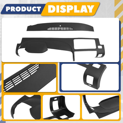 Dashboard Cover Compatible with 2007-2013 Chevrolet Silverado GMC Sierra Does Not Fit LTZ/Denali/SLT Models Fits Dual Glovebox Style Dashes Only Plastic(ABS) Painted+Textured Matte Black