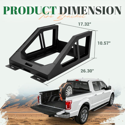 Adjustable Bed Mount Spare Tire Carrier Compatible with 2004-2024 Ford F-150 GMC Sierra 1500 Chevrolet Silverado 1500 Toyota Tacoma Nissan Titan Ram 1500 Pickup Trucks Fits Tires 33" to 40"