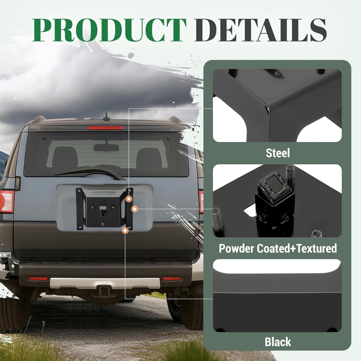 Spare Tire Carrier Mount Rack Holder Bracket Compatible with 2010-2014 Toyota FJ Cruiser Steel Powder Coated