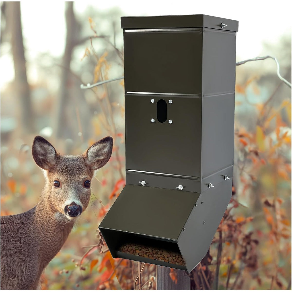 KUAFU Tree Protein Deer Feeder with Waterproof Cover and Mounting Straps,