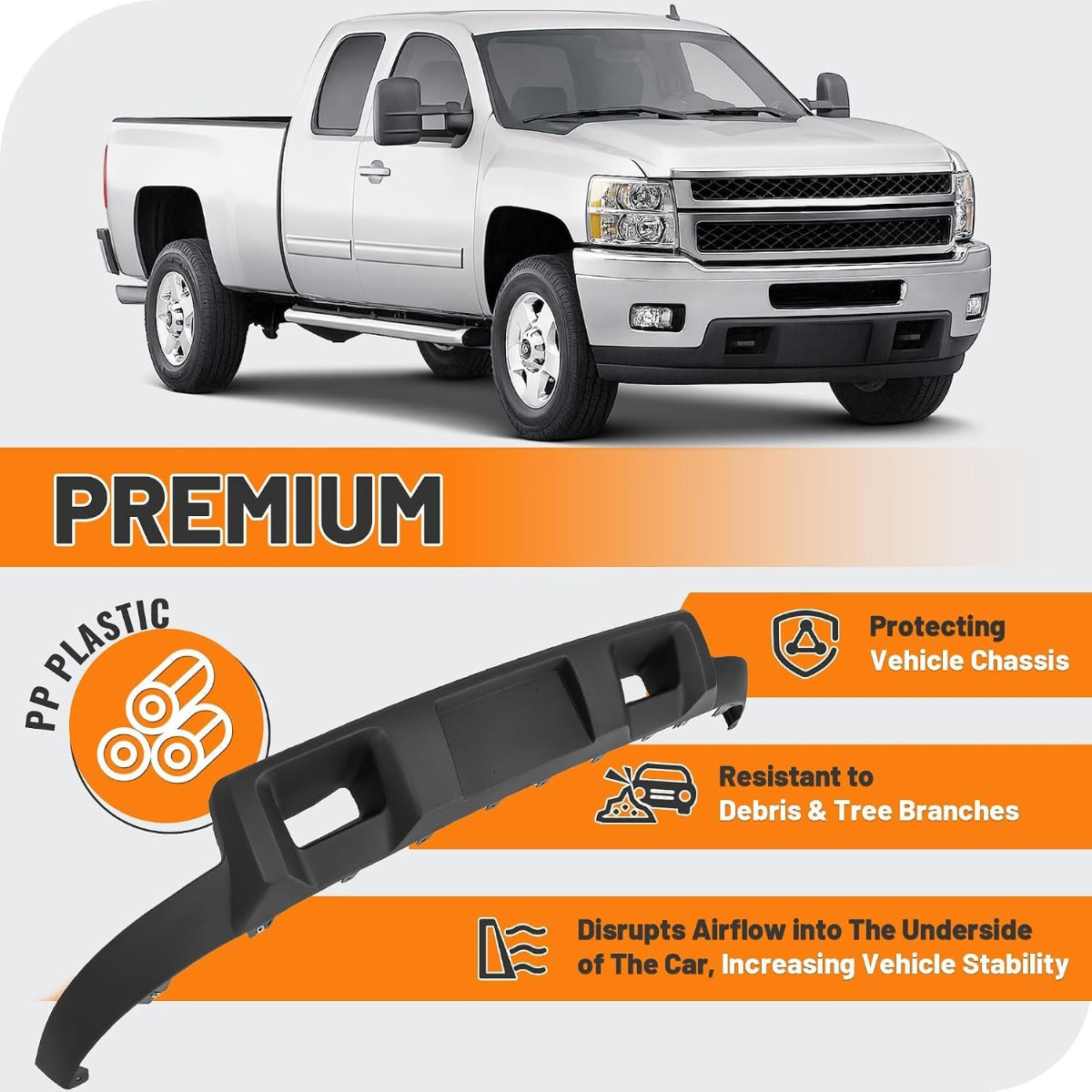 Front Bumper Lower Valance Compatible with 2011-2014 Chevrolet Chevy Silverado 2500 HD 3500 HD Replacement for 19370763 22755086 25883354 GM1092213 w/Towing Holes Air Deflector Plastic(PP)