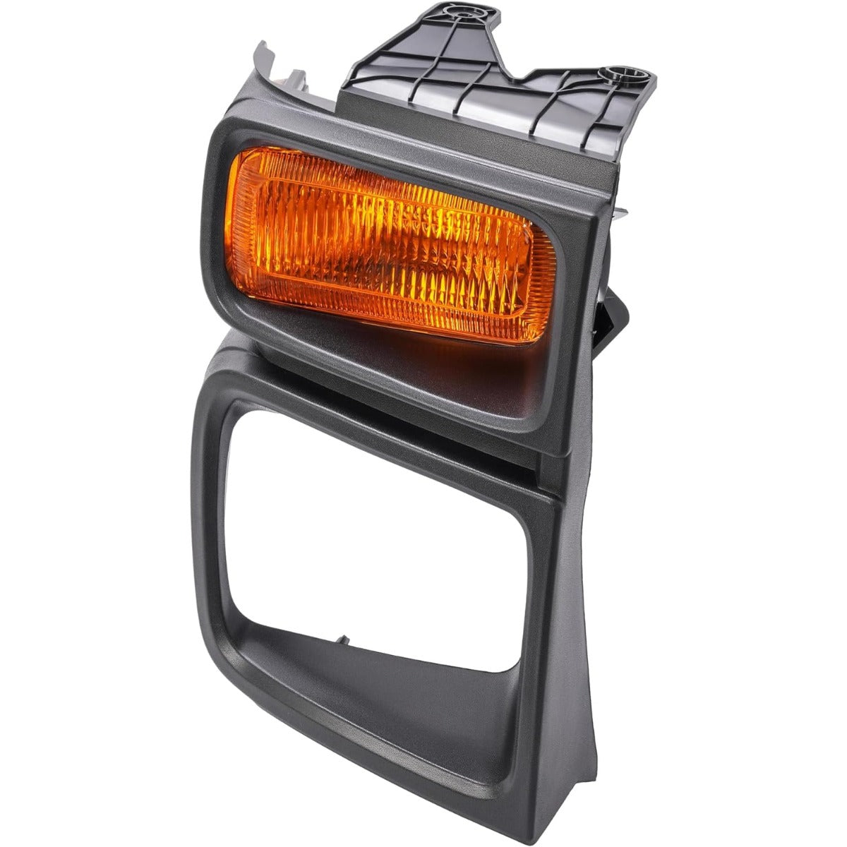 HECASA Right Headlight Bezel w/Turn Signal Light Compatible with 2008-2019 Ford E150/E250/E350 Super Duty Headlamp Cover Door Bezel Trim Yellow Lens Black Bezel Passenger Side