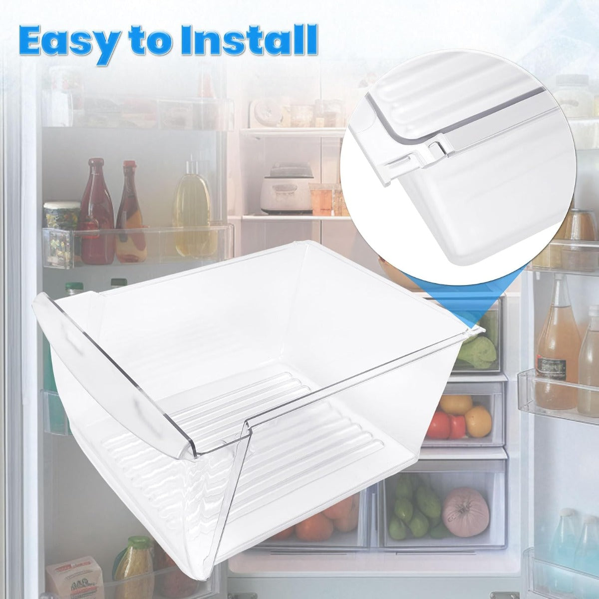 KUAFU 240351061 Crisper Pan Drawer Compatible with Frigidaire Refrigerator Freezer AP4424911 240351005 240351062 Plastic (PC) Replacement Only Clear