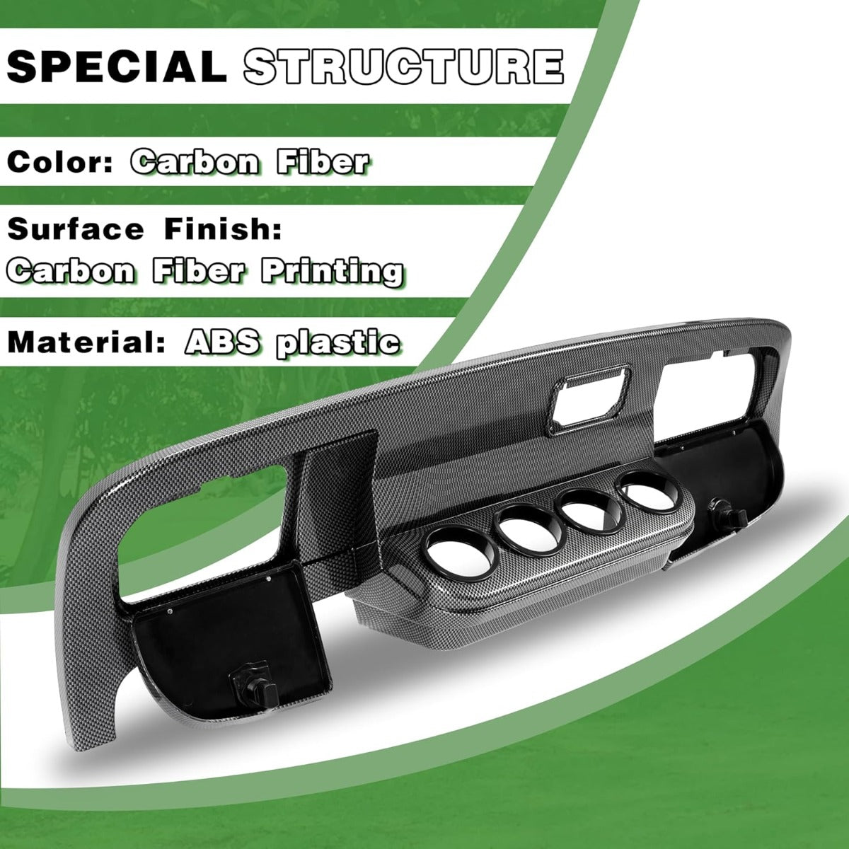 Golf Cart Dash Assembly Compatible with 1994-2013 EZGO TXT Golf Cart Dashboard Dash Kit Carbon Fiber Printing (w/Hardware and Keys)