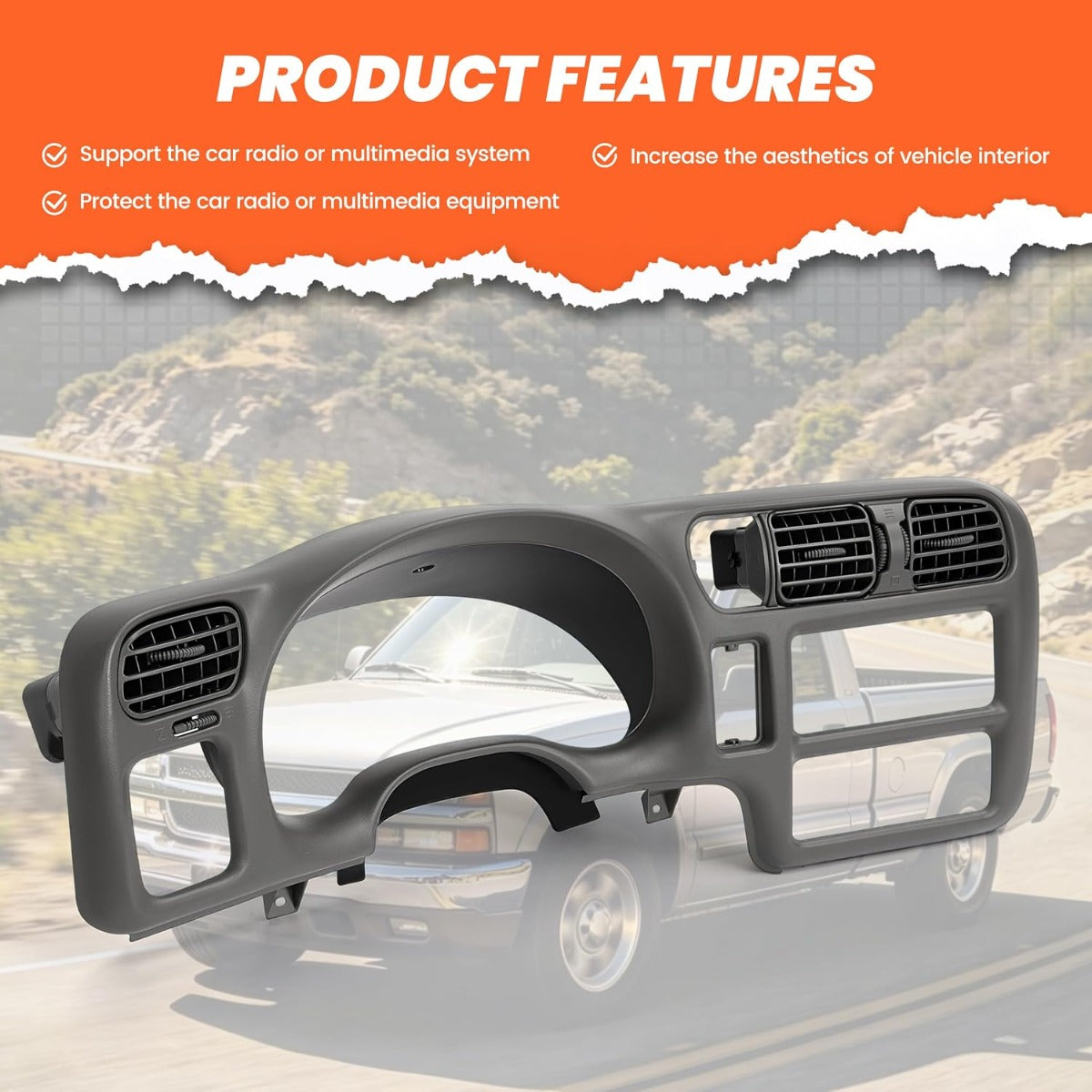 HECASA Dashboard Radio Panel Compatible with 1998-2002 S10 Blazer