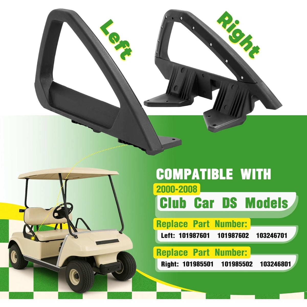 WUTIST Golf Cart Seat Handle Compatible with 2000-Up Club Car DS Models Black Textured.OEM 103246701 101987602 103246801 101985502