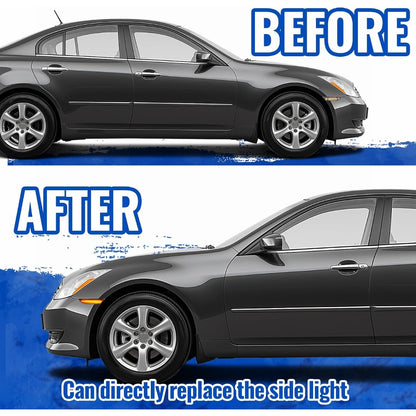 HECASA Front Side Marker Light Compatible with 2001-2006 Infiniti G35 Sedan Base & Nissan Skyline V35 Sedan LED Sequential Dynamic Turn Signal Parking Lamp Clear Lens